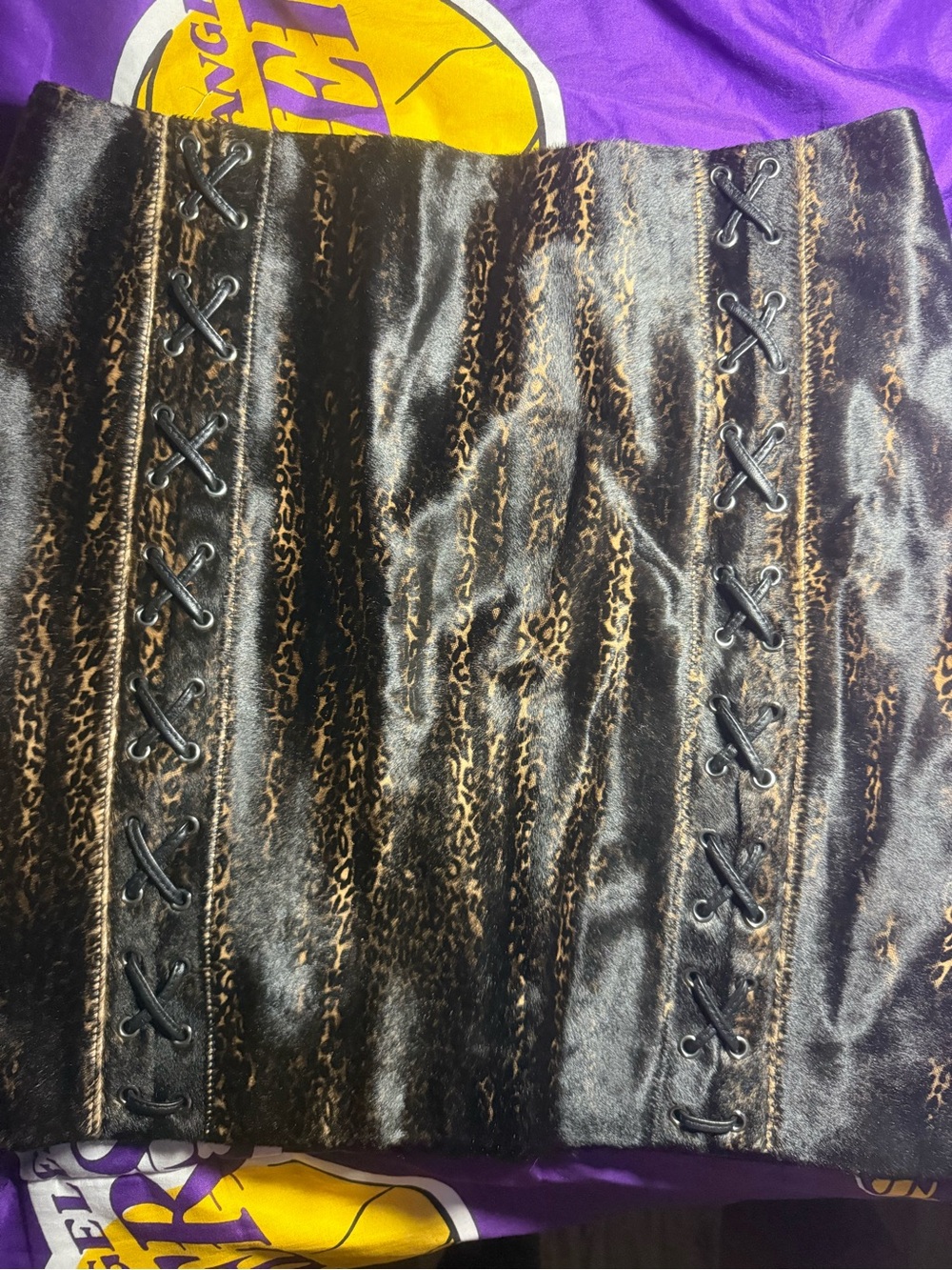 Black and Brown Leopard Lace-Up Skirt
